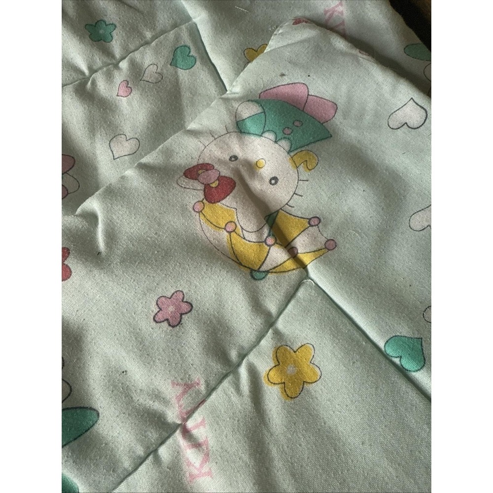 Vintage Hello Kitty Mat Blanket Mint Green Pastels Spring Umbrella Fairy Wand - Picture 5 of 5